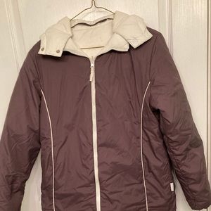 Ad Vivum Women’s Down Filled Detachable Hooded  Brown/Cream Jacket Size Medium